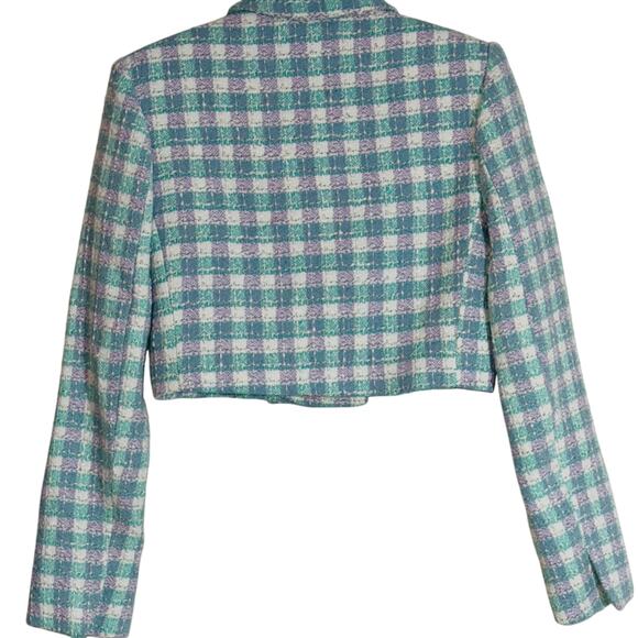 ZARA Textured Cropped Blazer Bloggers Fave Aqua Lavender Size S - Picture 2 of 5